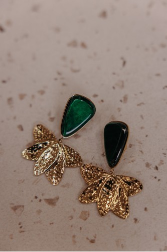 Boucles d'oreilles femme verte.