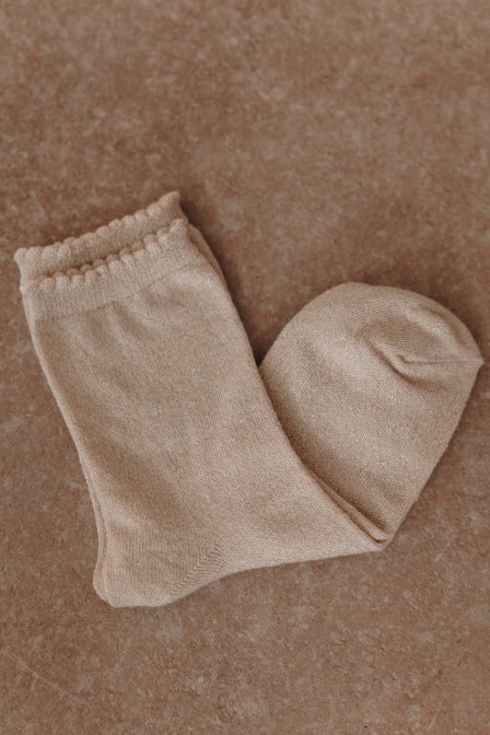 chaussettes à paillettes couleur naturel.